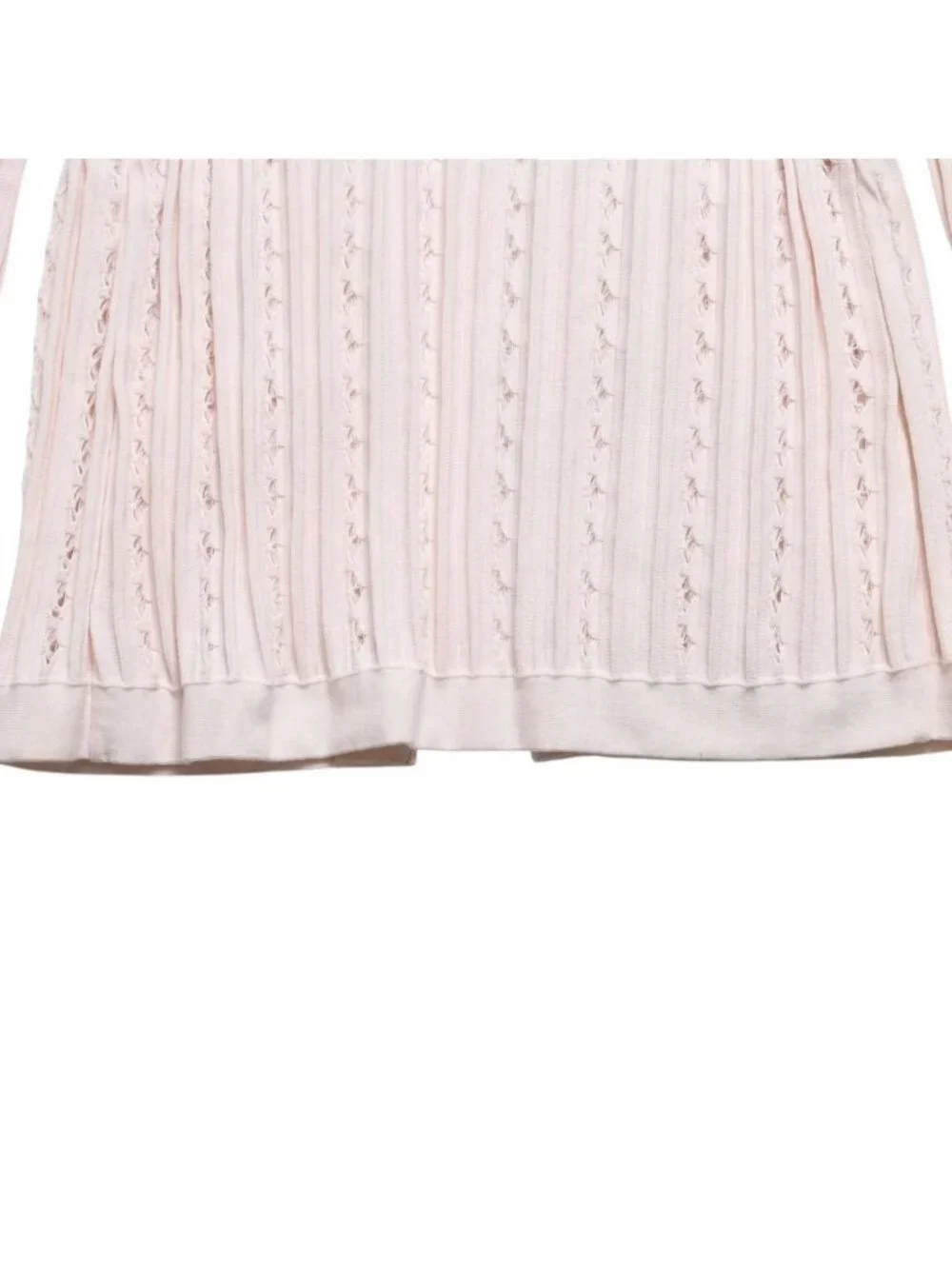 Chanel Cardigan Pearl Button CC Logo Cotton Rayon Polyester Pink